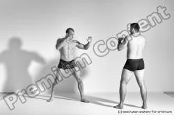 Underwear Fighting Man - Man White Moving poses Muscular Short Brown Dynamic poses Academic